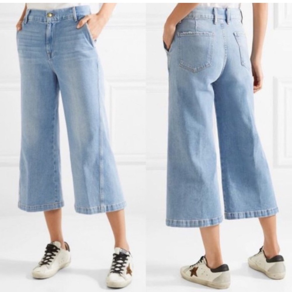 Frame Denim Twist Seam Crop Wide Leg Jeans Size 30